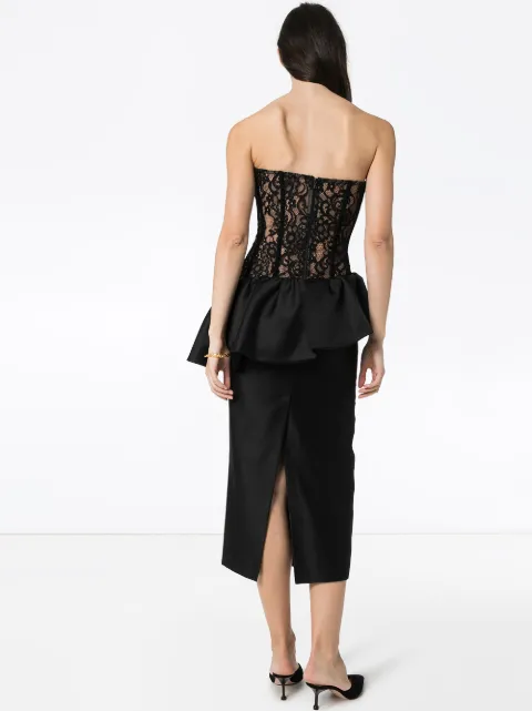 RASARIO Corseted Lace Midi Dress - Farfetch