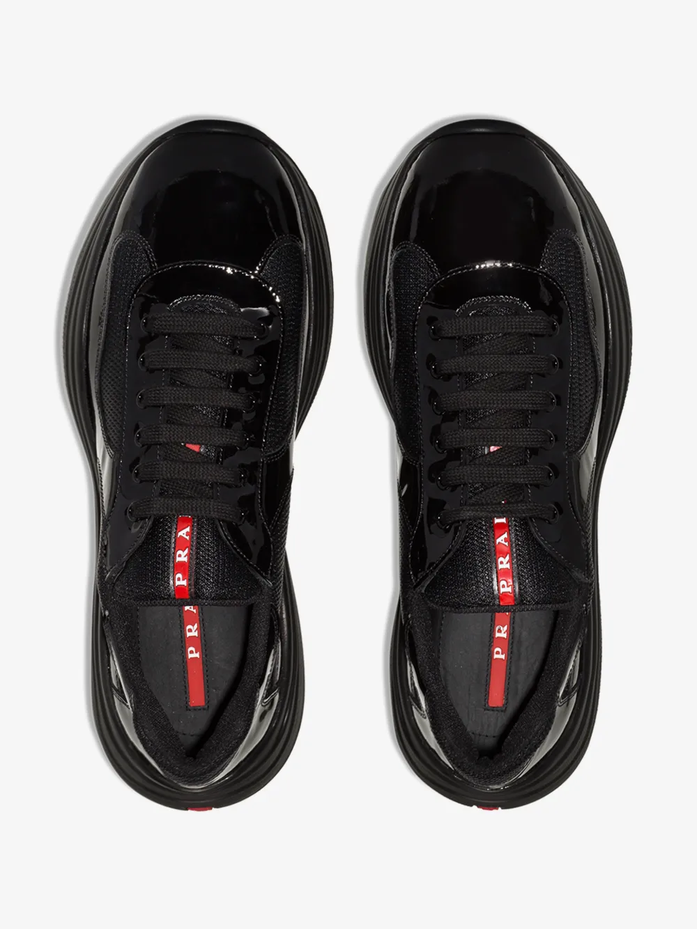 prada america's cup patent leather & technical fabric sneakers