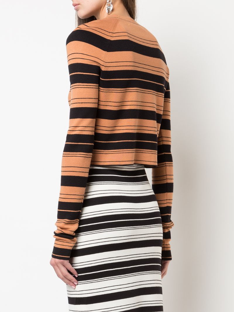 Shop Proenza Schouler White Label Gestreifter Cropped Pullover In Brown