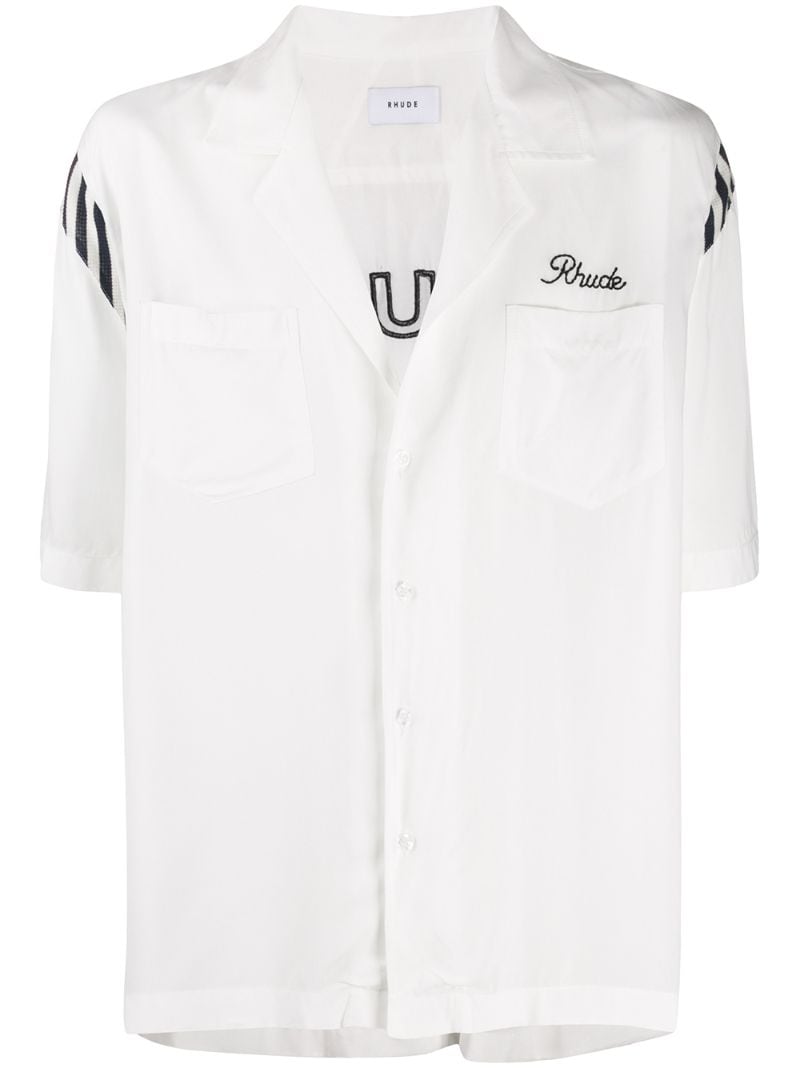 Rhude Logo Embroidery Short-sleeved Shirt In White