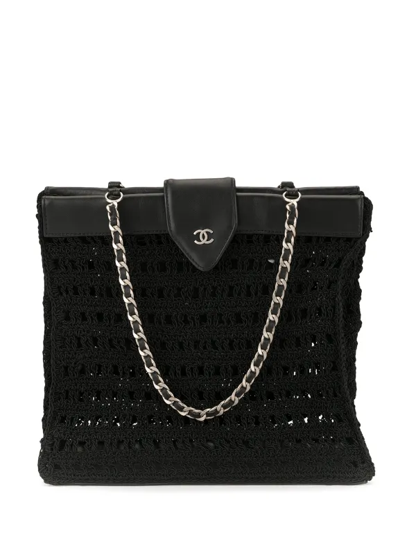 Chanel Pre-owned 1998 CC Woven Tote in Black