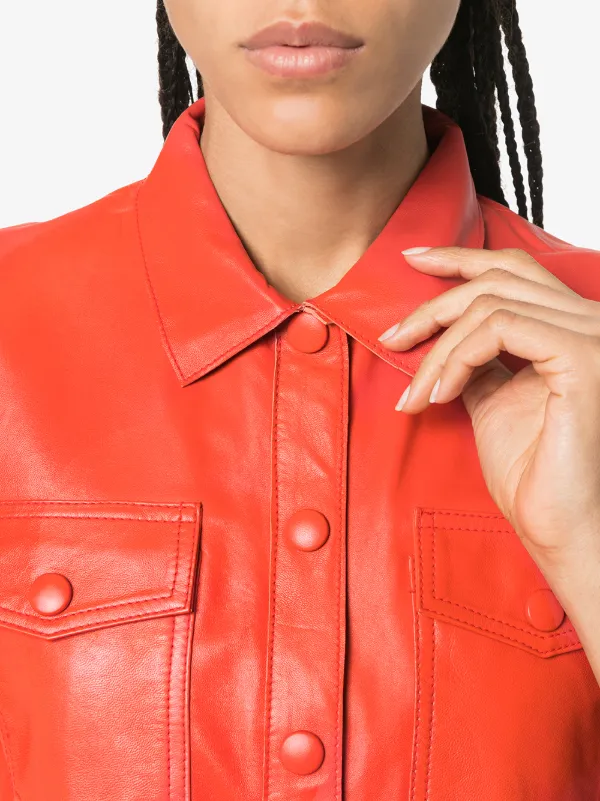 Red Stand Studio Danna Faux Nappa Leather Shirt With Express Delivery Farfetch - Womens Leather Tops Red Red Stand Studio Danna Faux Nappa Leather Shirt With Express Delivery Farfetch - Womens Leather Tops Red