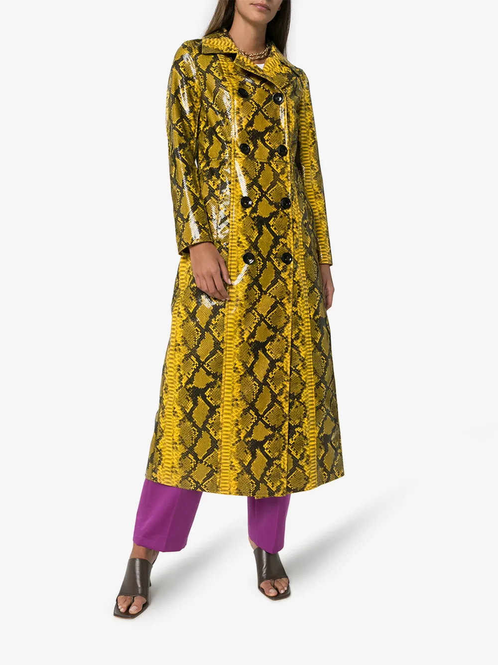STAND STUDIO SASHA SNAKE PRINT FAUX LEATHER COAT