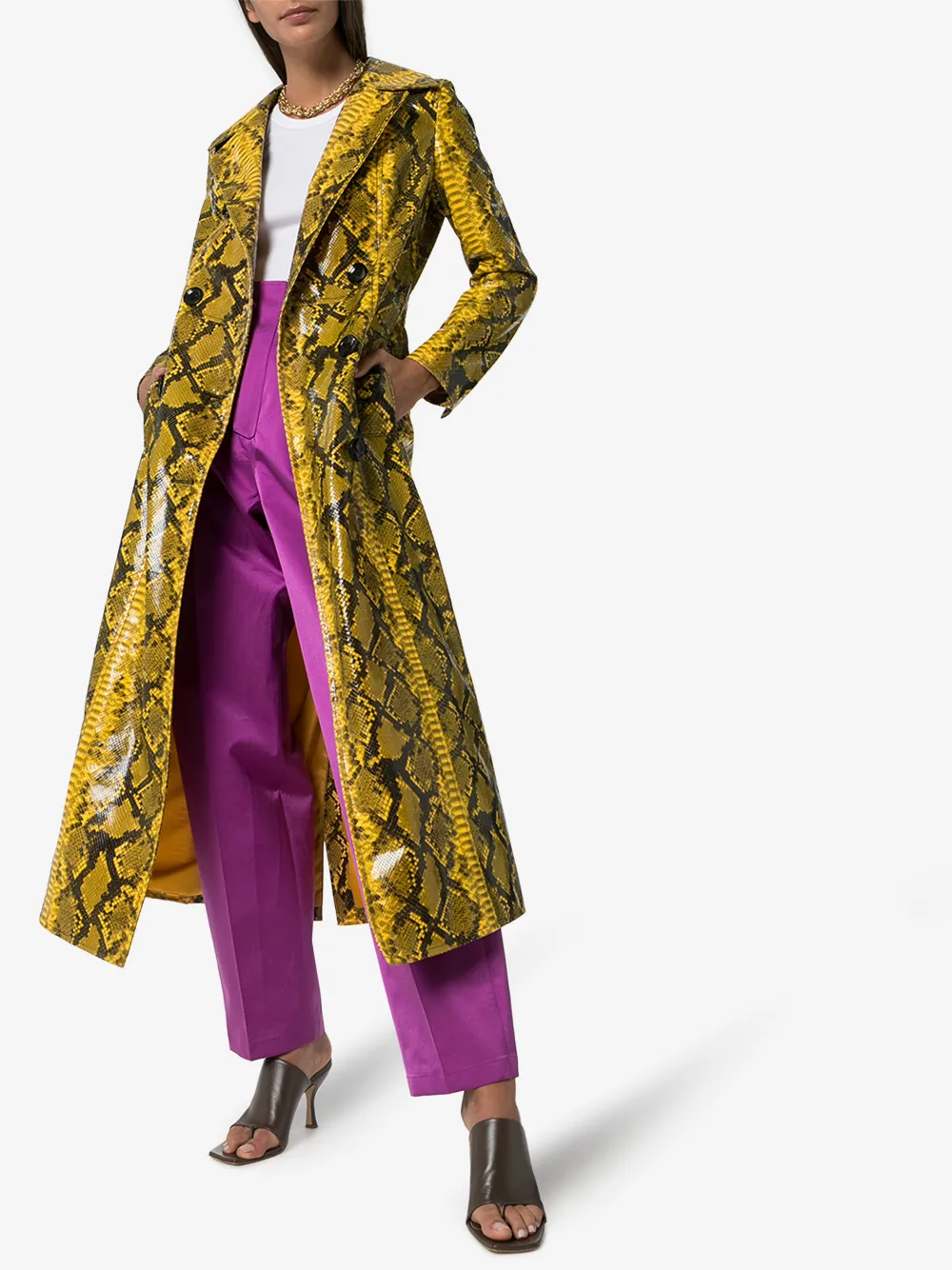 STAND STUDIO SASHA SNAKE PRINT FAUX LEATHER COAT