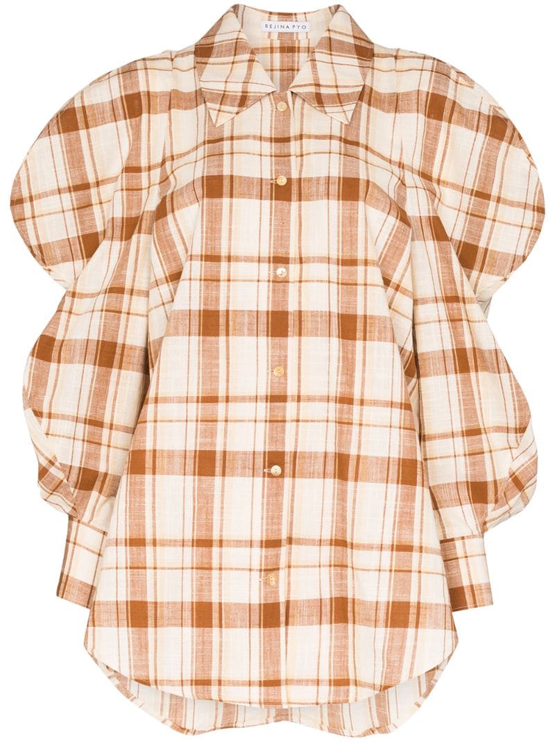 REJINA PYO JULIA PUFF-SLEEVE CHECK SHIRT