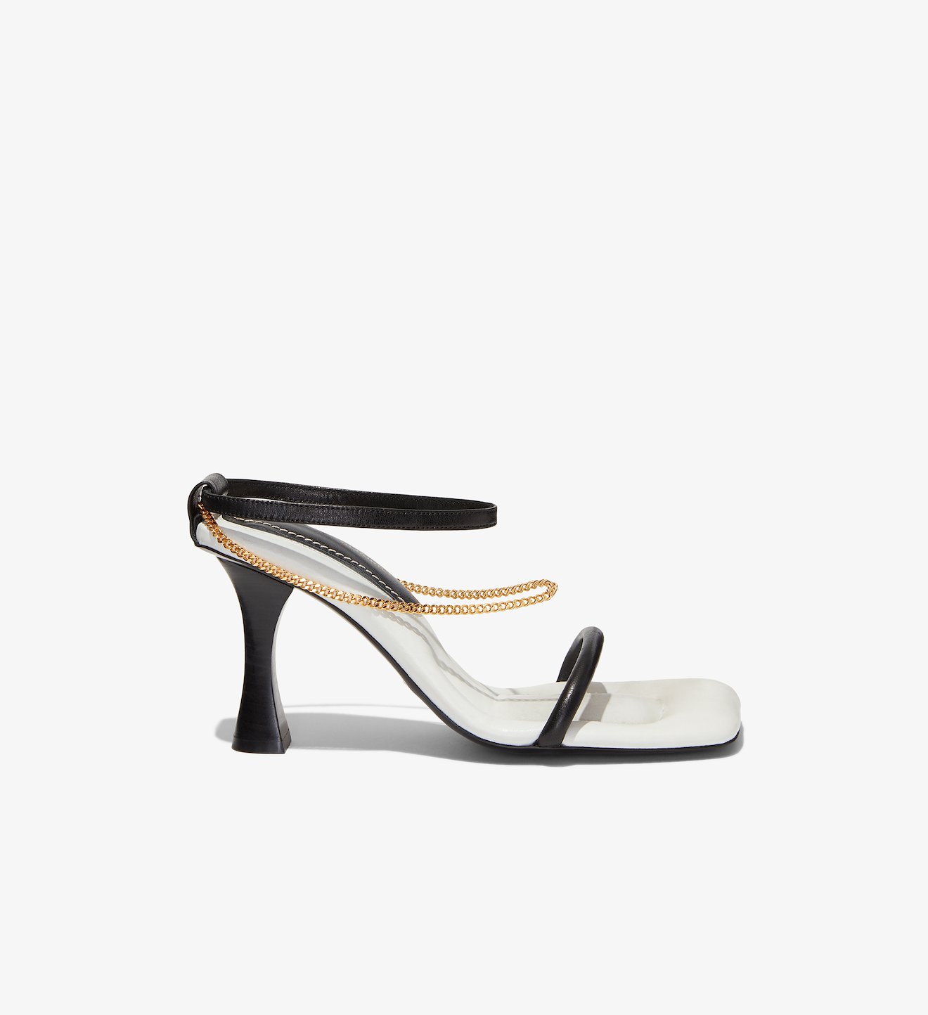 Square Padded Chain Sandals - 90mm in nero/neve | Proenza Schouler