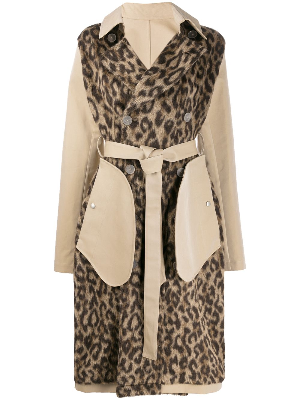 фото Unravel Project Leopard print pocket detail trench coat