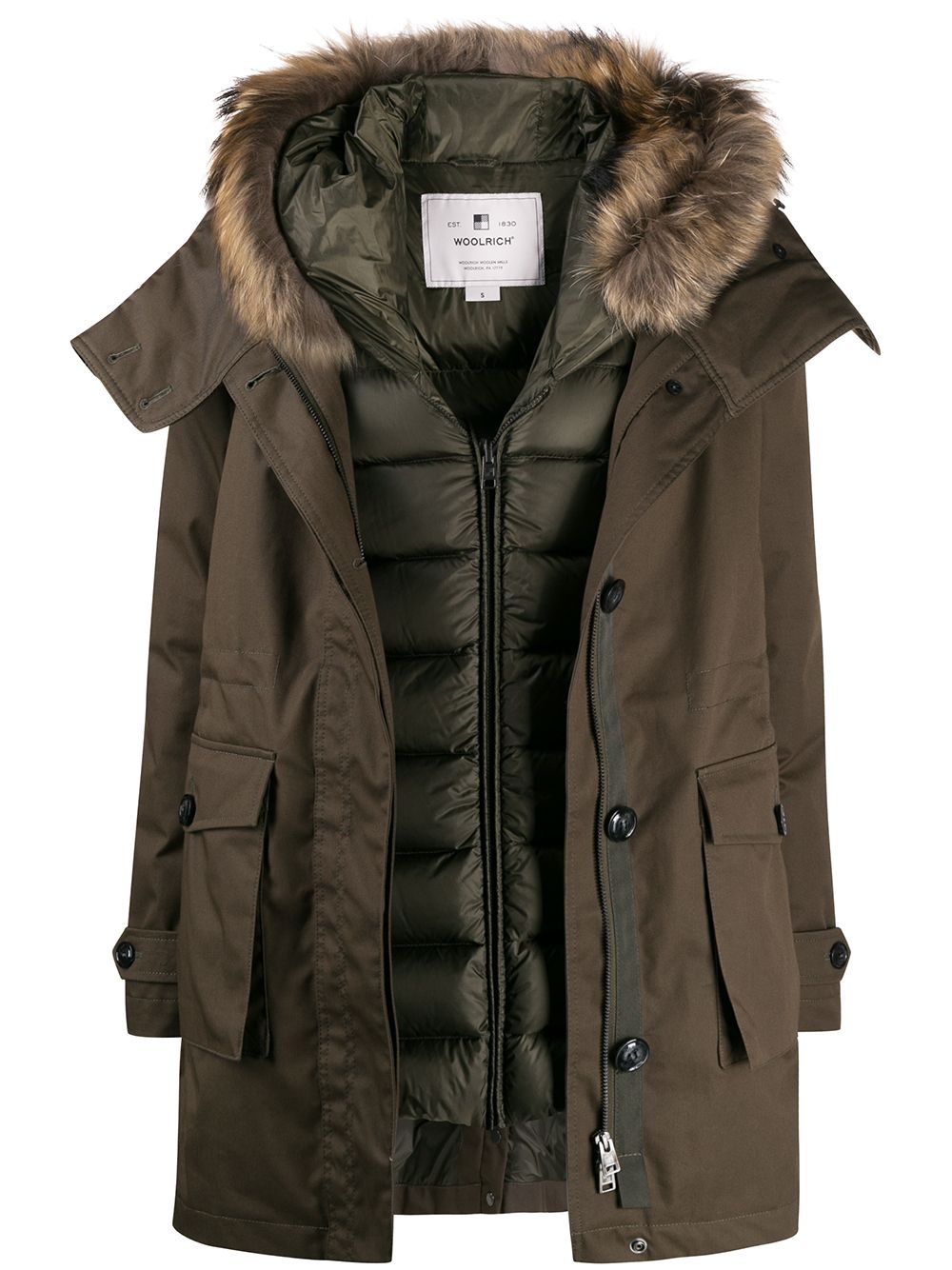 фото Woolrich zipped hooded parka coat