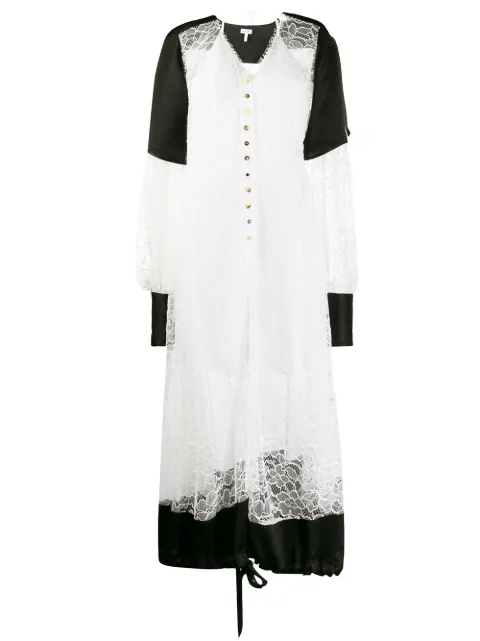 LOEWE floral lace shirt dress