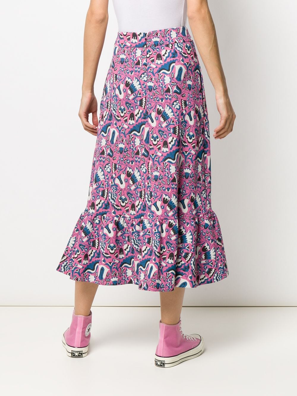 Shop La Doublej Jazzy Ruffled Midi Skirt In Pink