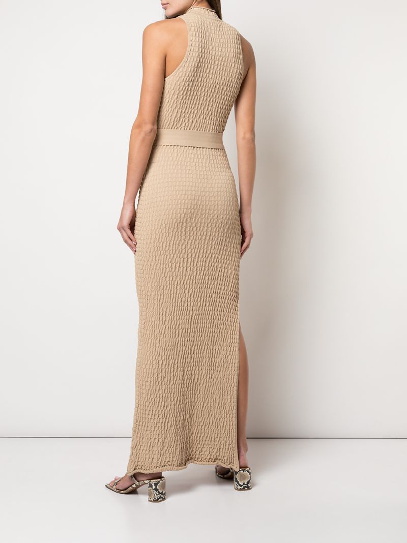 Shop Nicholas Belted Knitted Dress In Neutrals