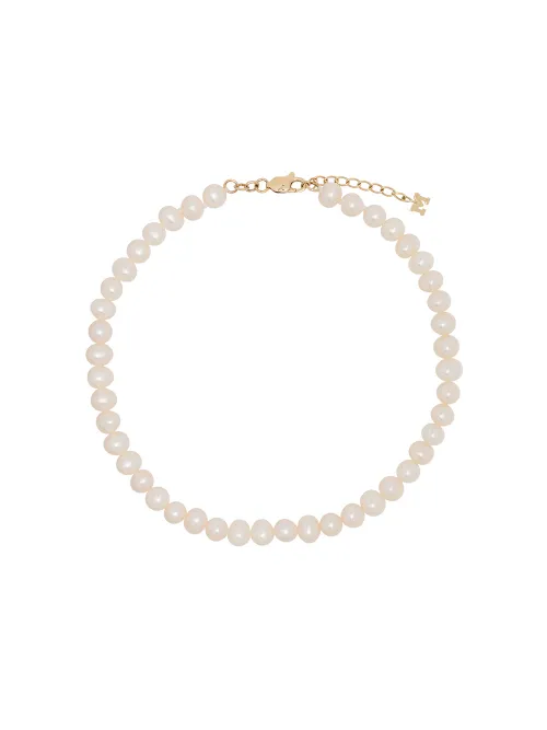 Bracelet cheville en or 9ct à détails de perles - Mateo - Modalova