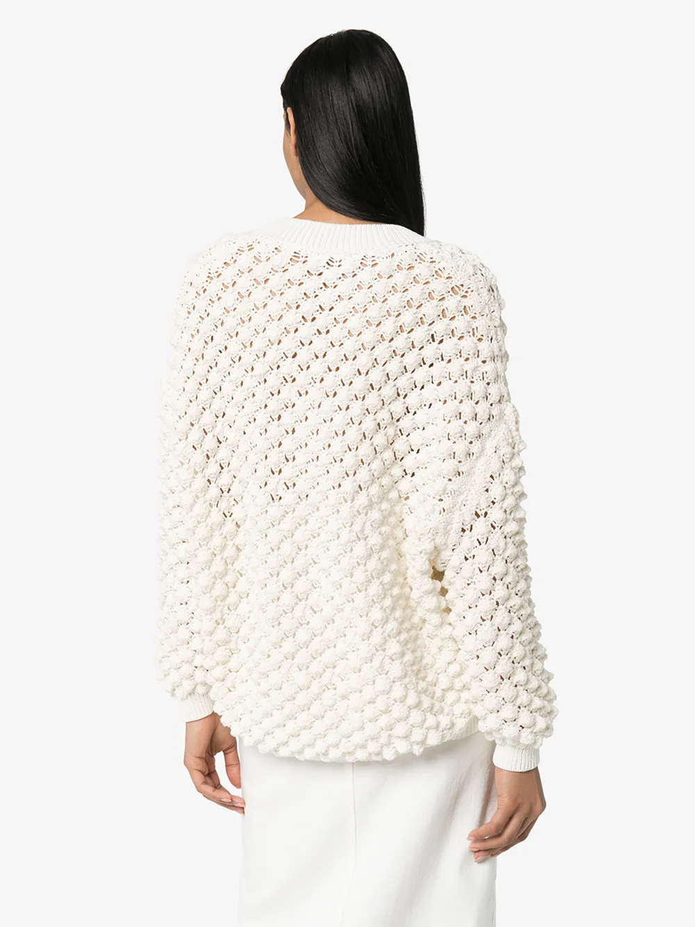 VIKA GAZINSKAYA VIKA GAZINSKAYA WOMENS WHITE V-NECK OPEN WEAVE SWEATER