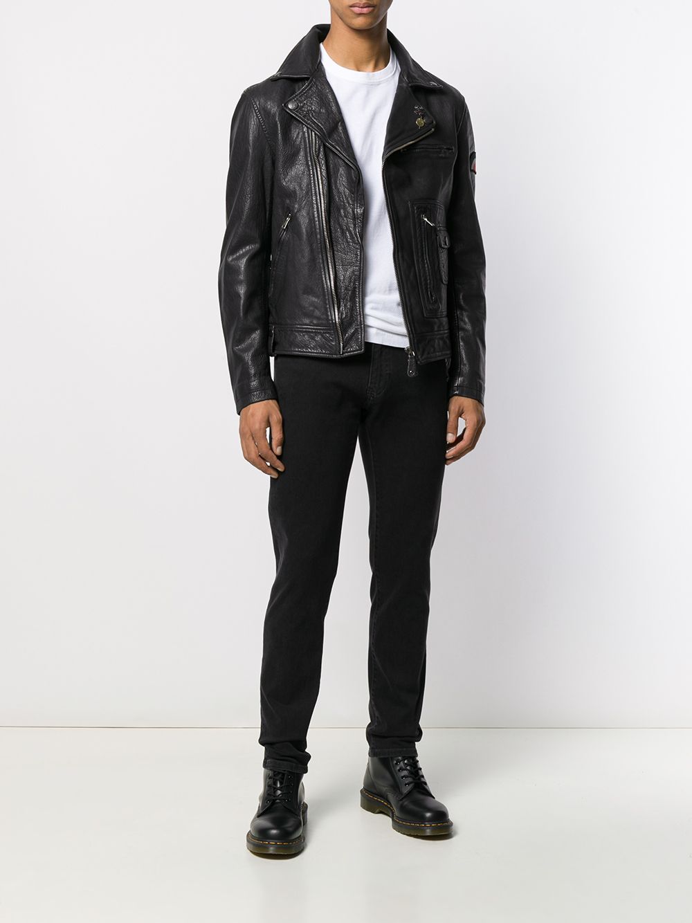 фото Deus Ex Machina badge detailed biker jacket