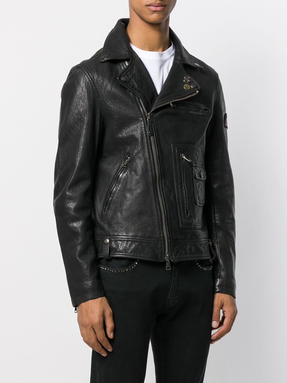 фото Deus Ex Machina badge detailed biker jacket