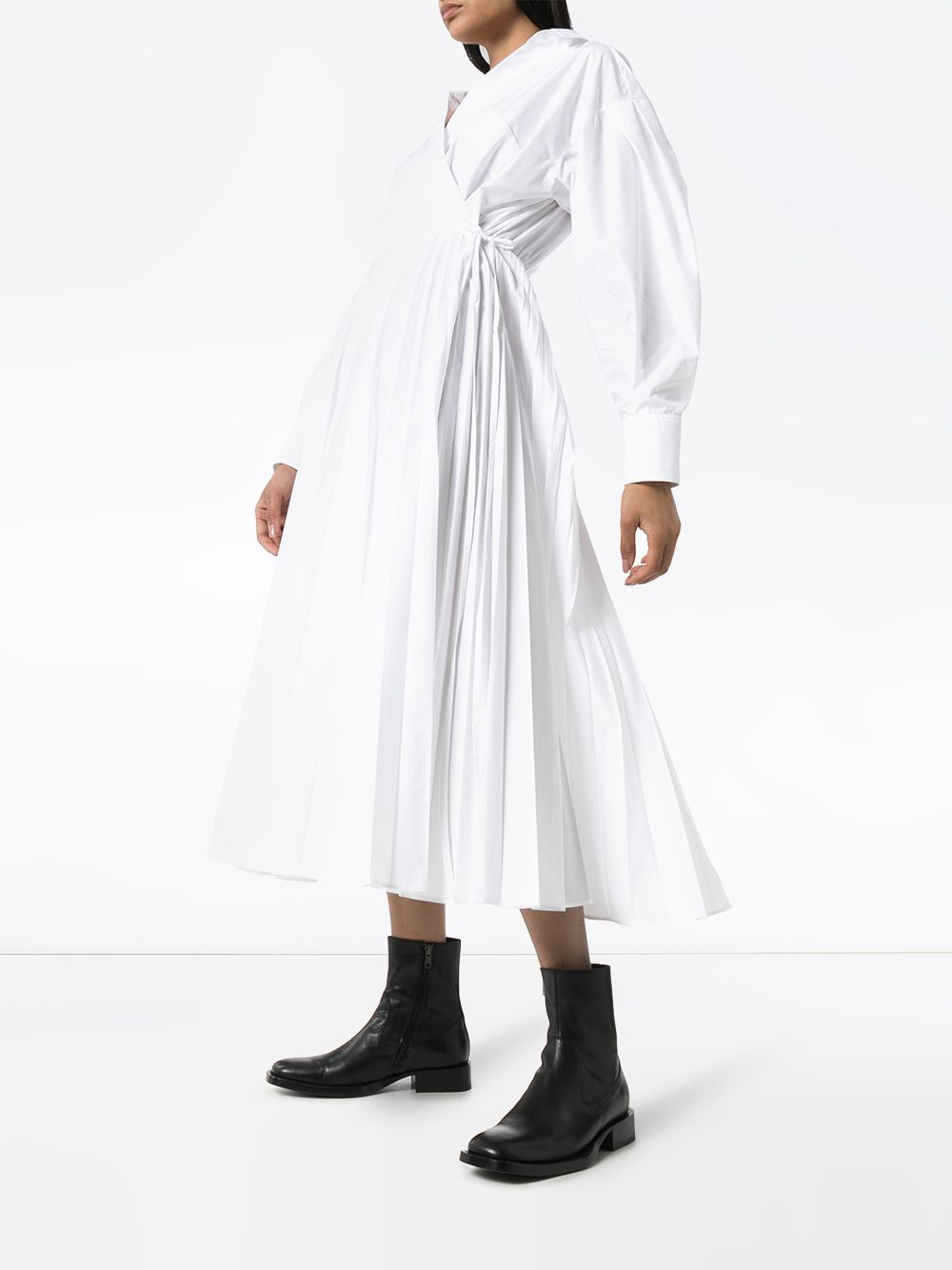 White Valentino wrap pleated shirt dress TB0VAS054HP - Farfetch