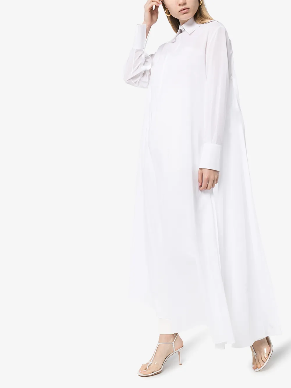 VALENTINO VALENTINO LONG FLARED COTTON SHIRT,TB0AB1C55J314640589