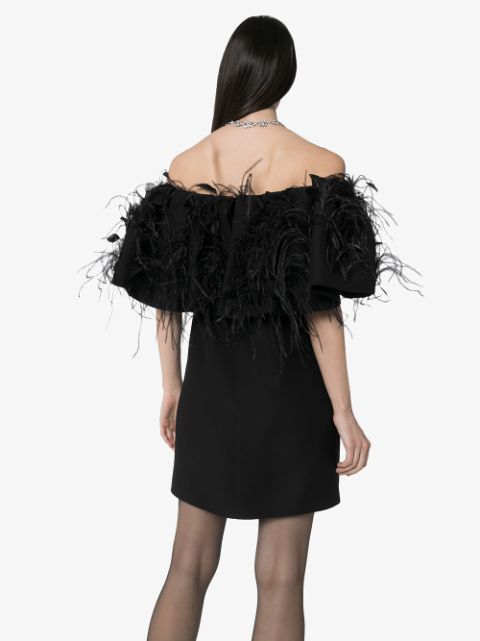 little black dress with feathers