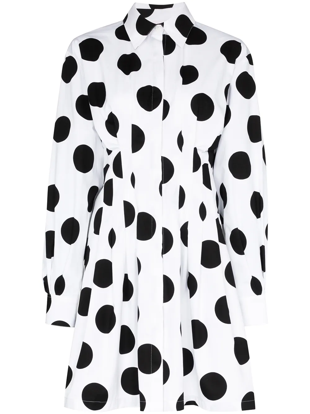 black and white polka dot shirt dress