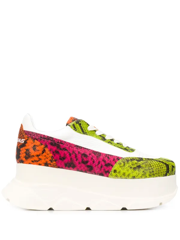 neon snake print shoes