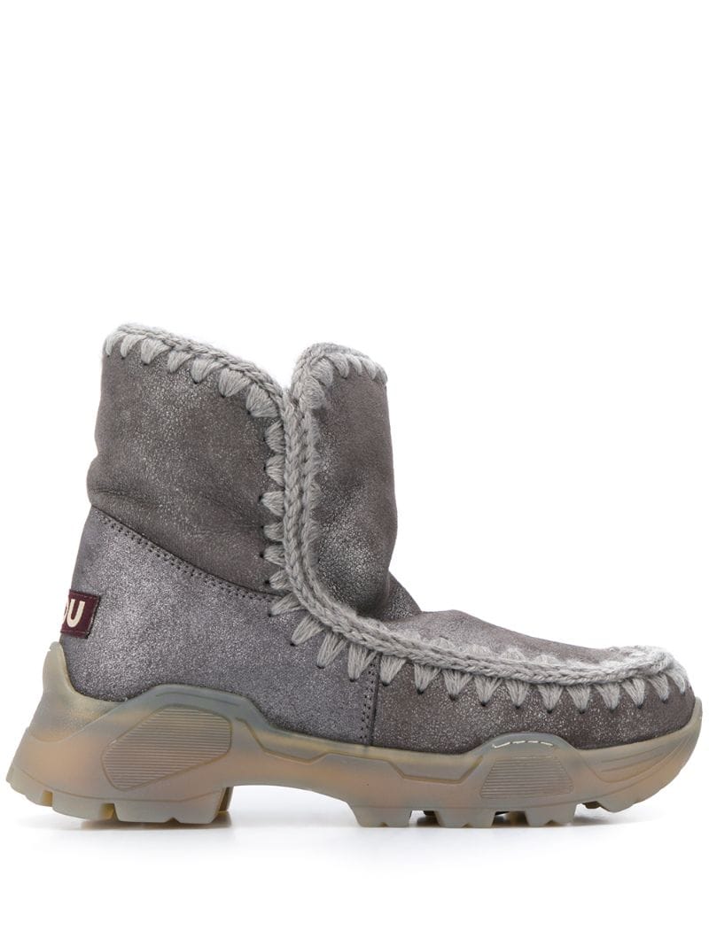 Mou Ankle Snow Boots In Silver