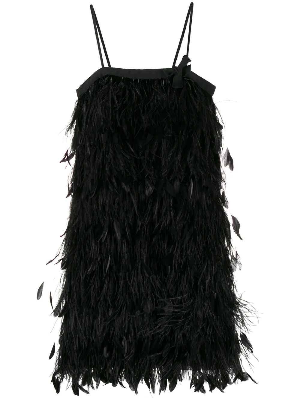 prada dress with feathers