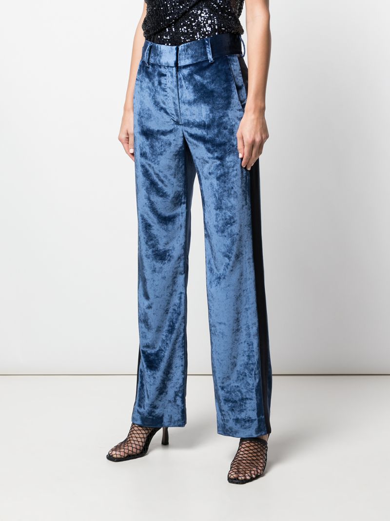 Shop Sies Marjan Side Appliqués Textured Bootcut Trousers In Blue