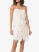 XU ZHI tassel check appliqué slip dress
