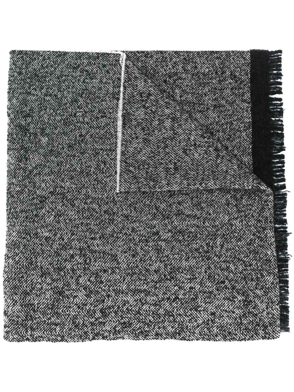 Zanone Zigzag Patterned Frayed Edge Scarf In Black