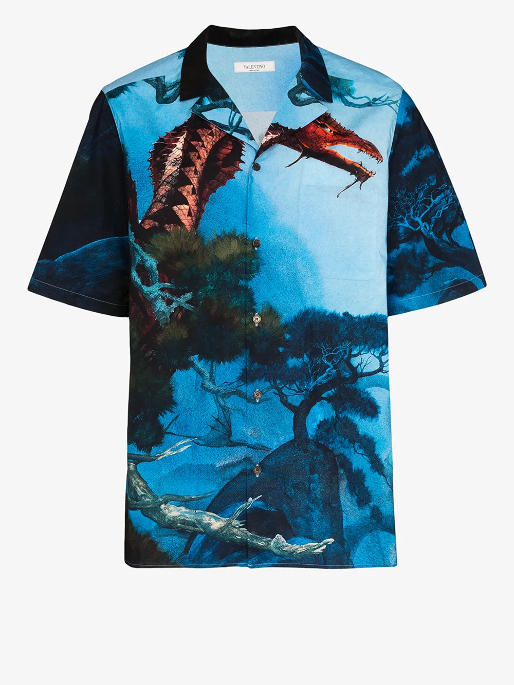 VALENTINO DRAGON GARDEN PRINT COTTON SHIRT,TV0AA77166N14642938