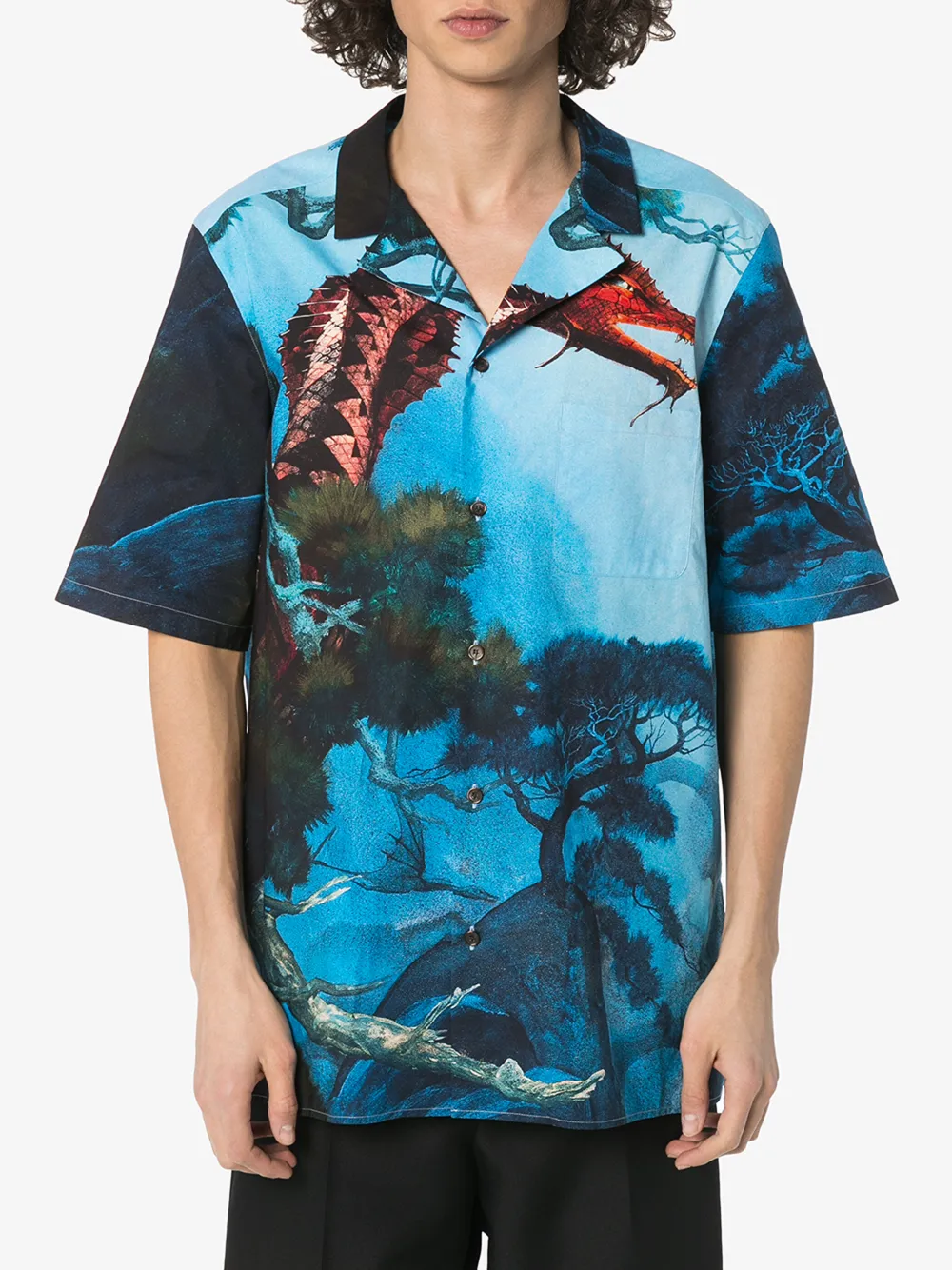 VALENTINO DRAGON GARDEN PRINT COTTON SHIRT,TV0AA77166N14642938