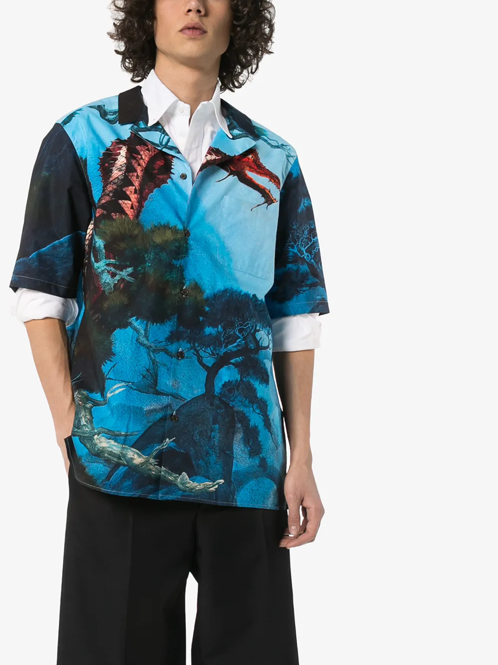 VALENTINO DRAGON GARDEN PRINT COTTON SHIRT,TV0AA77166N14642938