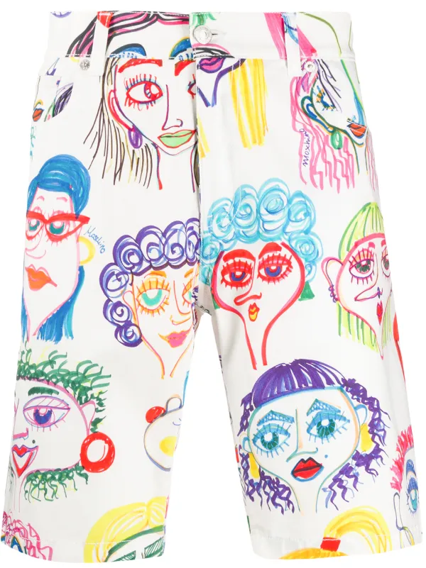 moschino all over print shorts