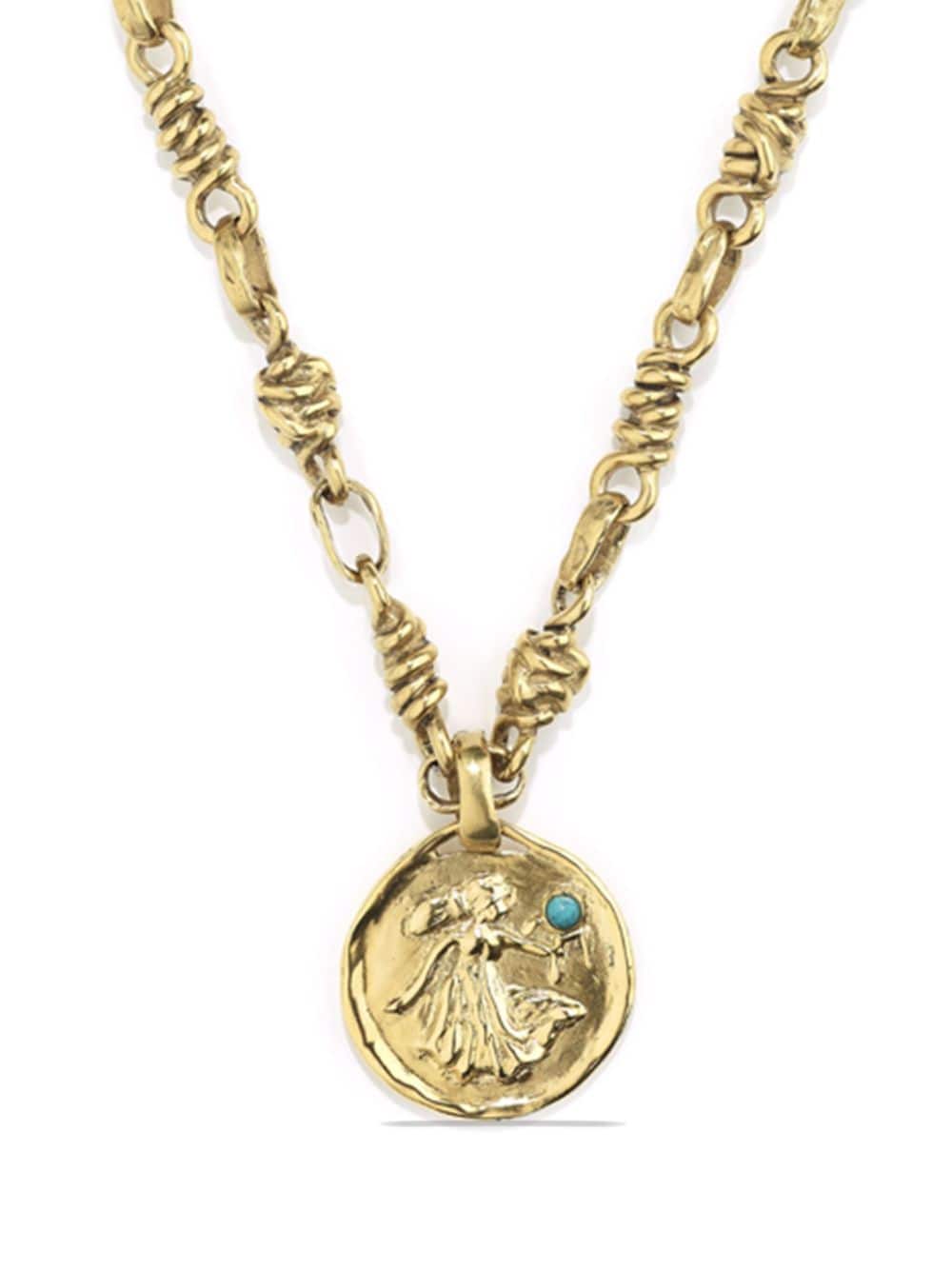 Shop Goossens Talisman Virgo Medal Necklace In Gold