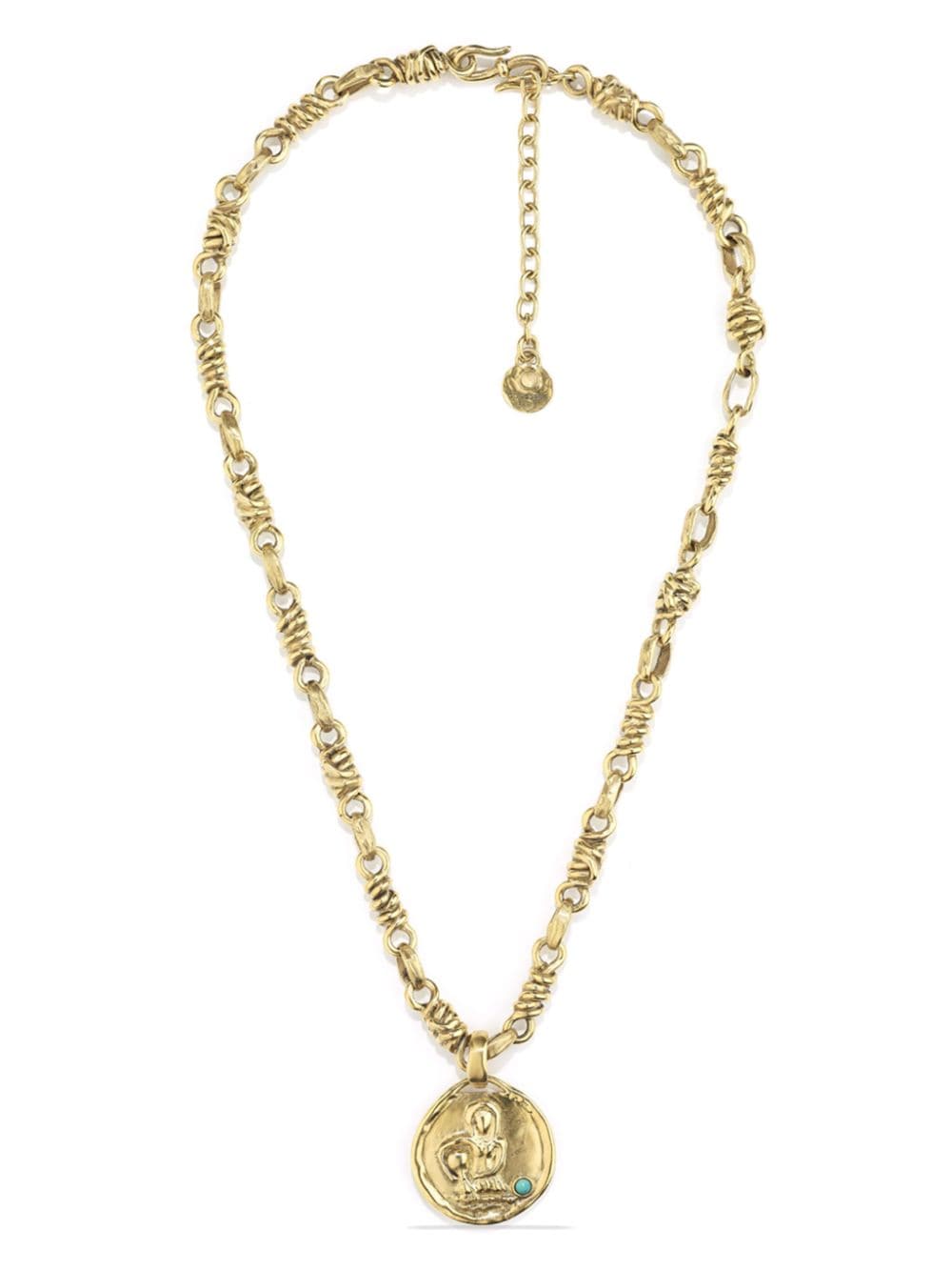 Shop Goossens Talisman Aquarius Medal Necklace In Gold