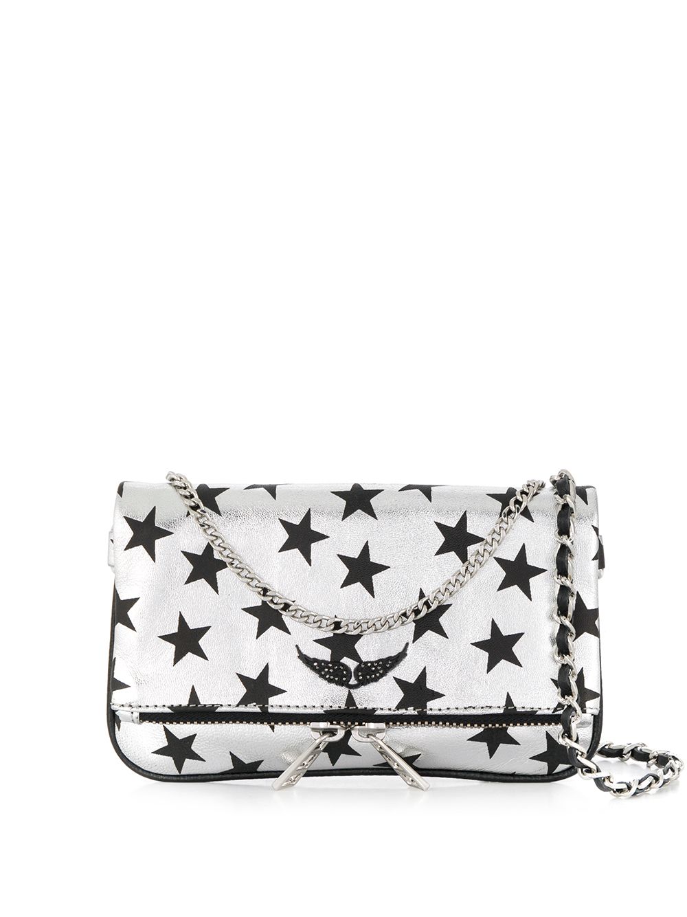 Zadig & Voltaire Rock Nano Circus Star Print Clutch Bag In Silver ...