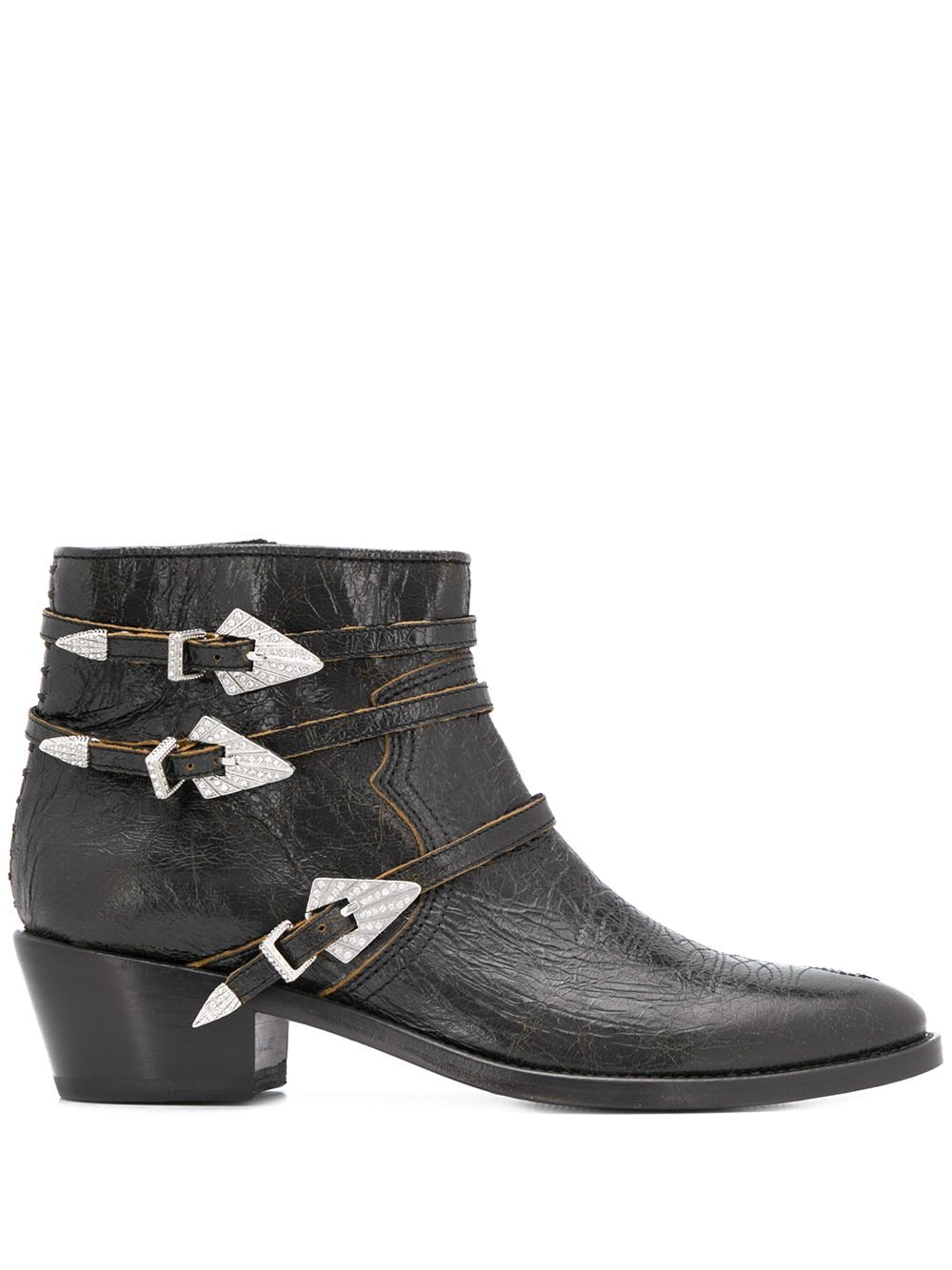 Zadig & Voltaire Ankle Length Buckled Boots In Black