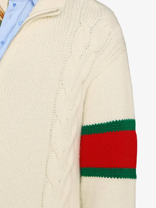 gucci cable knit bomber jacket