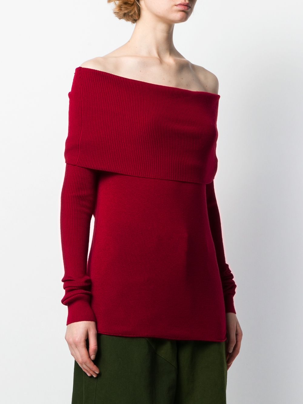 Pre-owned Romeo Gigli 1990s Off-the-shoulders Knitted Top In Red