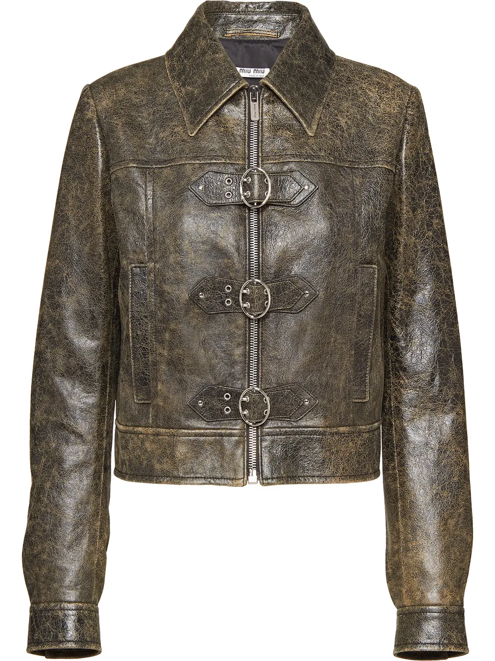 MIU MIU CRAQUELÉ NAPPA LEATHER JACKET