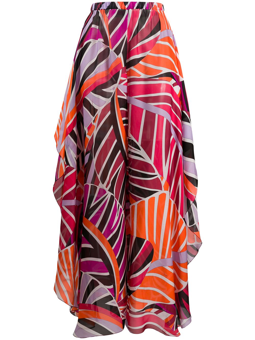 Emilio Pucci Leaf Print Palazzo Trousers In Pink