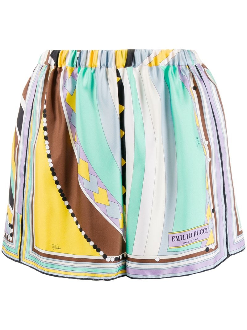 Shop Emilio Pucci Graphic-print Silk Shorts In Green