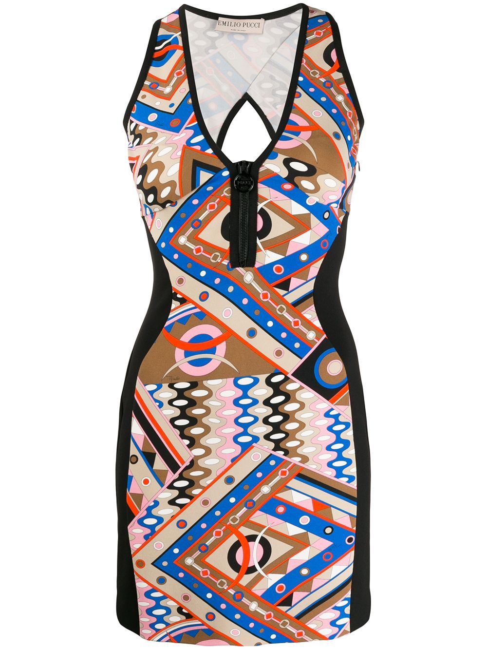 Emilio Pucci Printed Fitted Short Dress In Neutrals