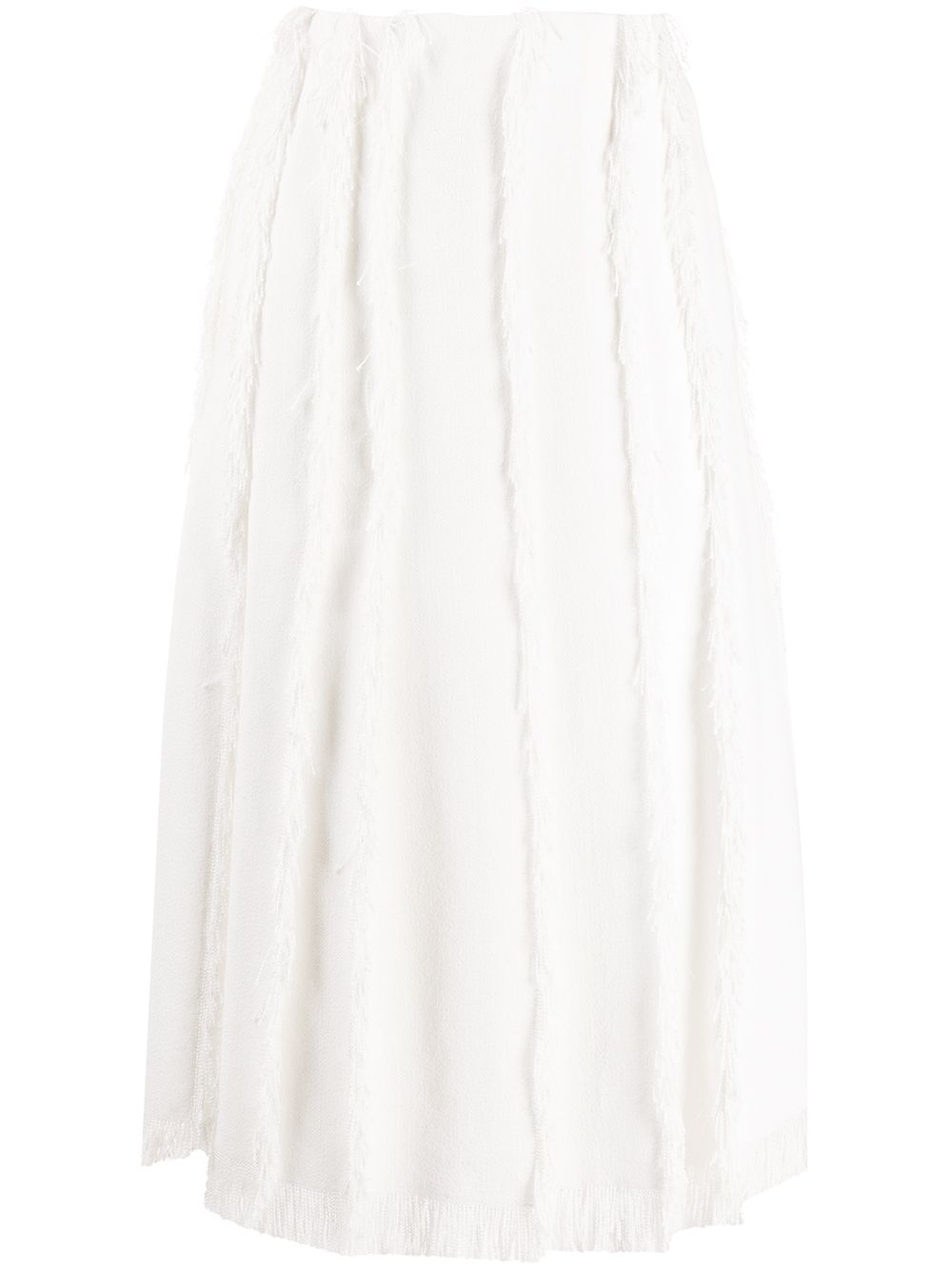 Shop Emilio Pucci Frayed Midi Skirt In White