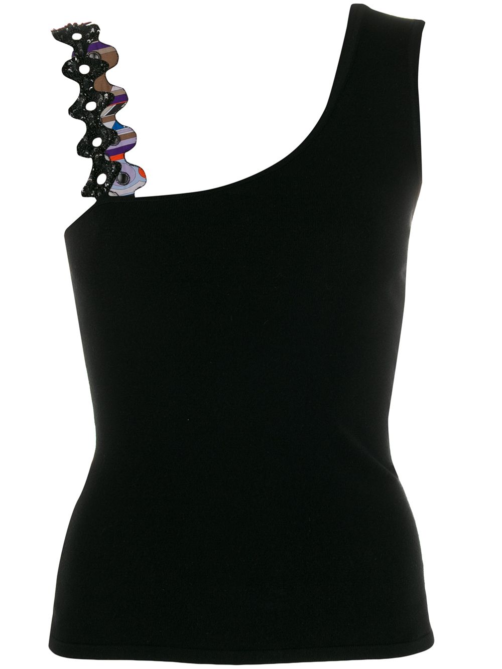 Emilio Pucci Beaded Detail Asymmetric Top In Black