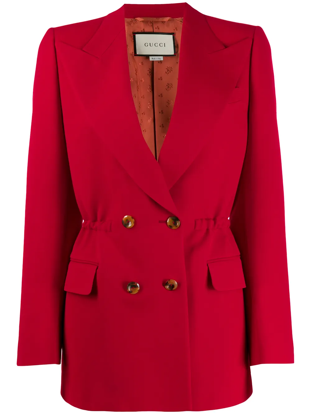 GUCCI ELASTICATED WAIST DOUBLE-BREASTED BLAZER
