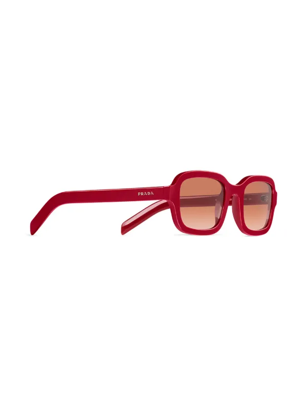 prada red frame glasses