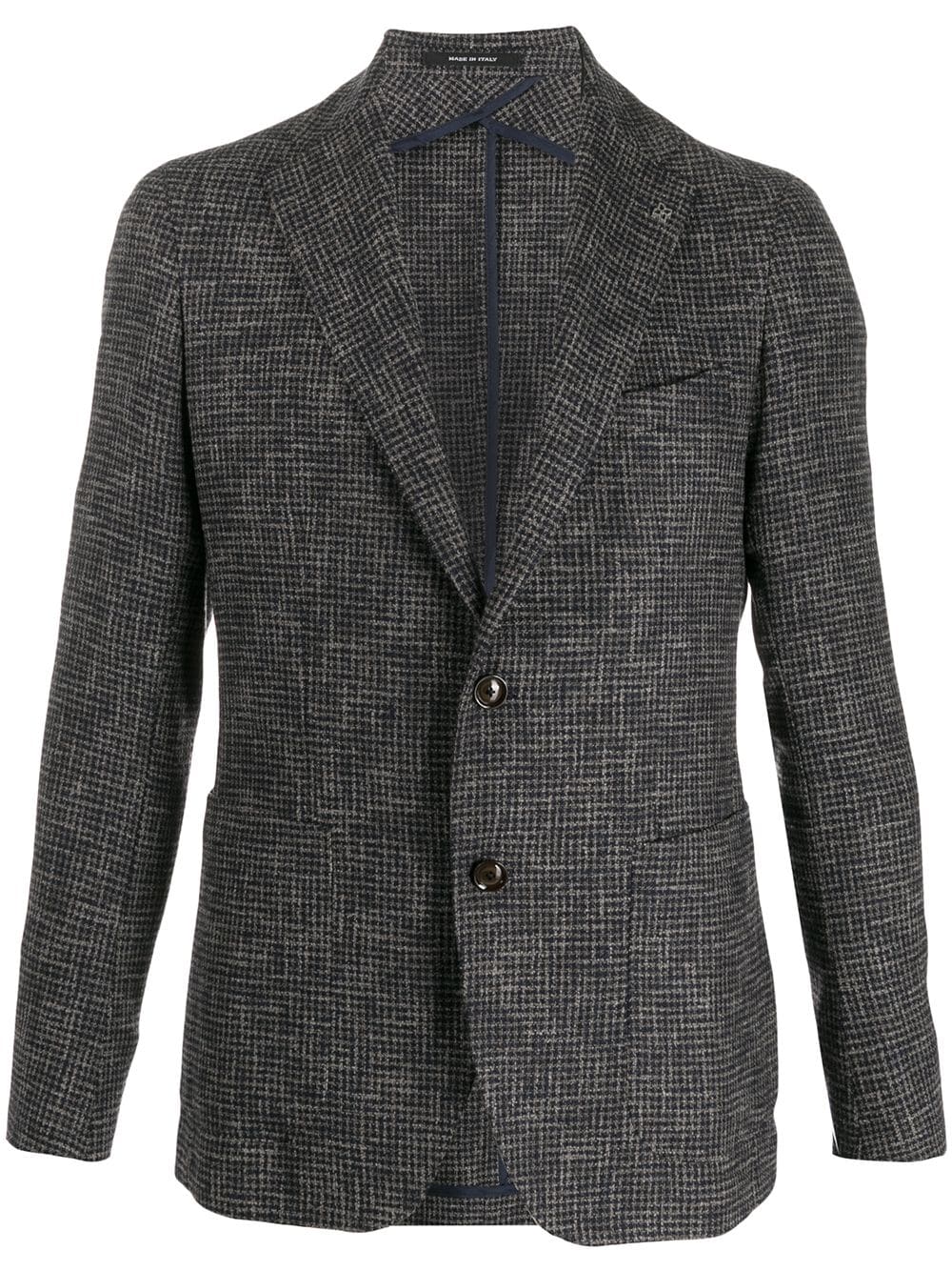 Tagliatore Pin Detail Check Blazer In Grey