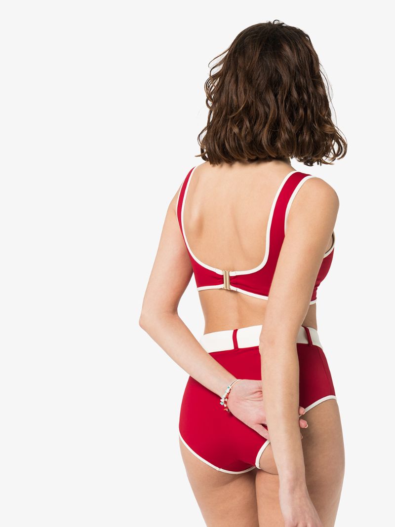 Shop Odyssee Contrast Trim Bikini Top In Red