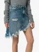 R13 asymmetrical distressed denim mini skirt